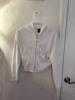 wild fable White Cropped Zip Hoodie with Drawstring